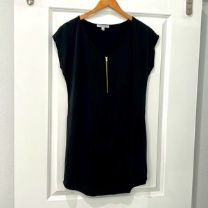Black zip front shirt dress